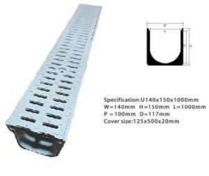 Reguera de desagüe de 140 mm con rejilla y sus medidas